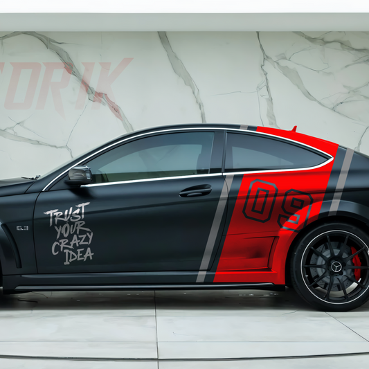 Sports Theme Side Car Graphics for All Sedan Car (both side)