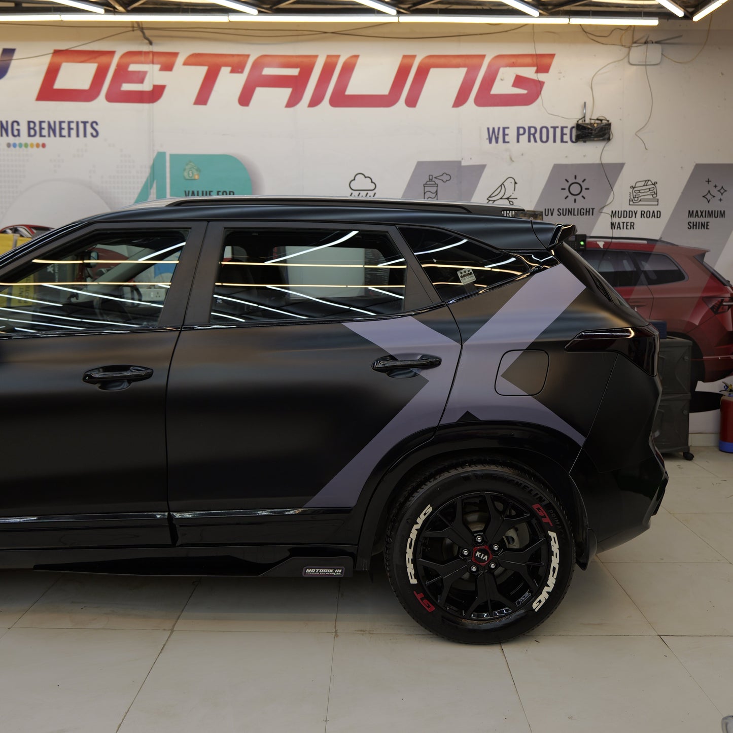 Motorik METAL Bumper Protectors | Fit For KIA SELTOS Cars | 5Pcs FULL BLACK