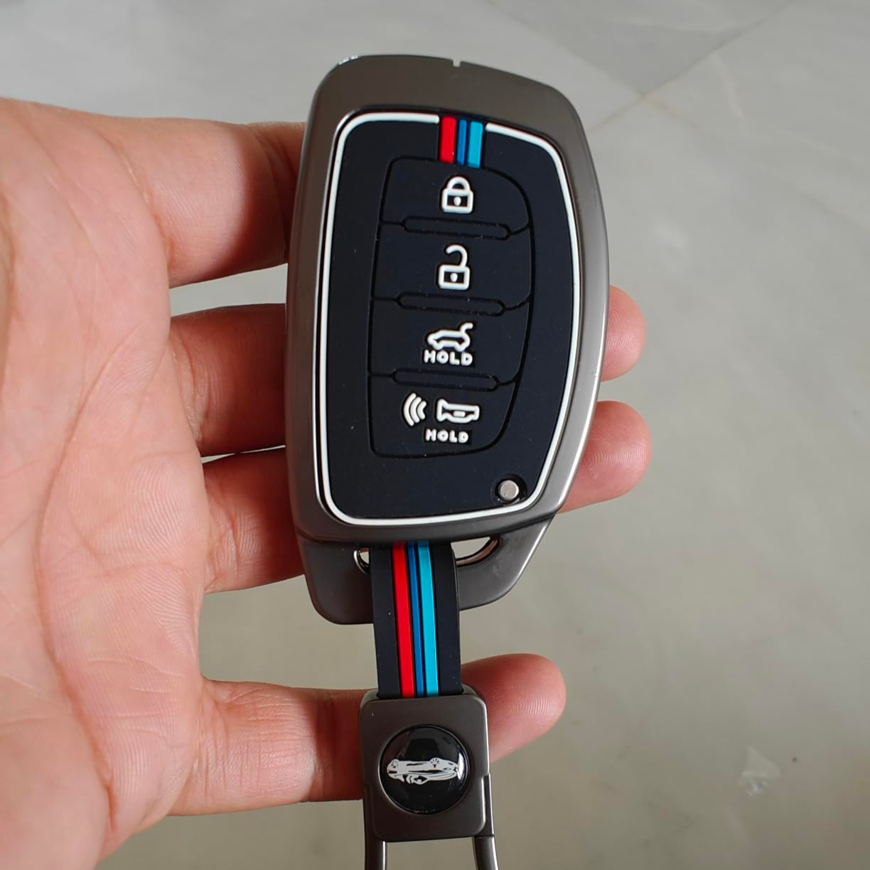 Motorik Metal Key Cover | Compatible with Hyundai Creta, I-20, Venue, Elantra, And Tucson | 4-Button