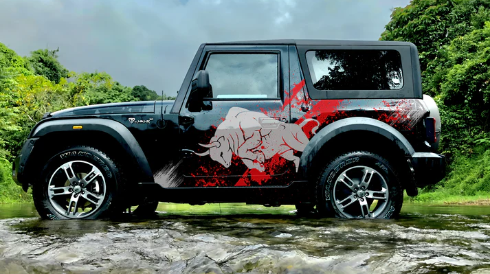 Motorik "Red Bull Charge" SUV Car Graphic Decal for Mahindra Thar (Both Side)