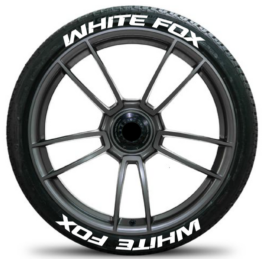 MOTORIK WHITE FOX RUBBER PERMANENT TYRE STICKERS LETTERING KIT FOR 15 TO 21 INCH WHEELS (SET FOR 4 WHEELS)