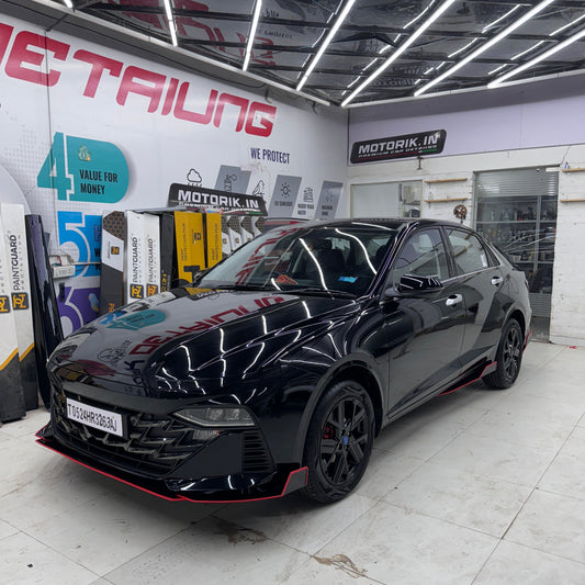 MOTORIK Metal Bumper Protectors & Rear Guards | Fit For Hyundai sedan cars | 7pcs Red