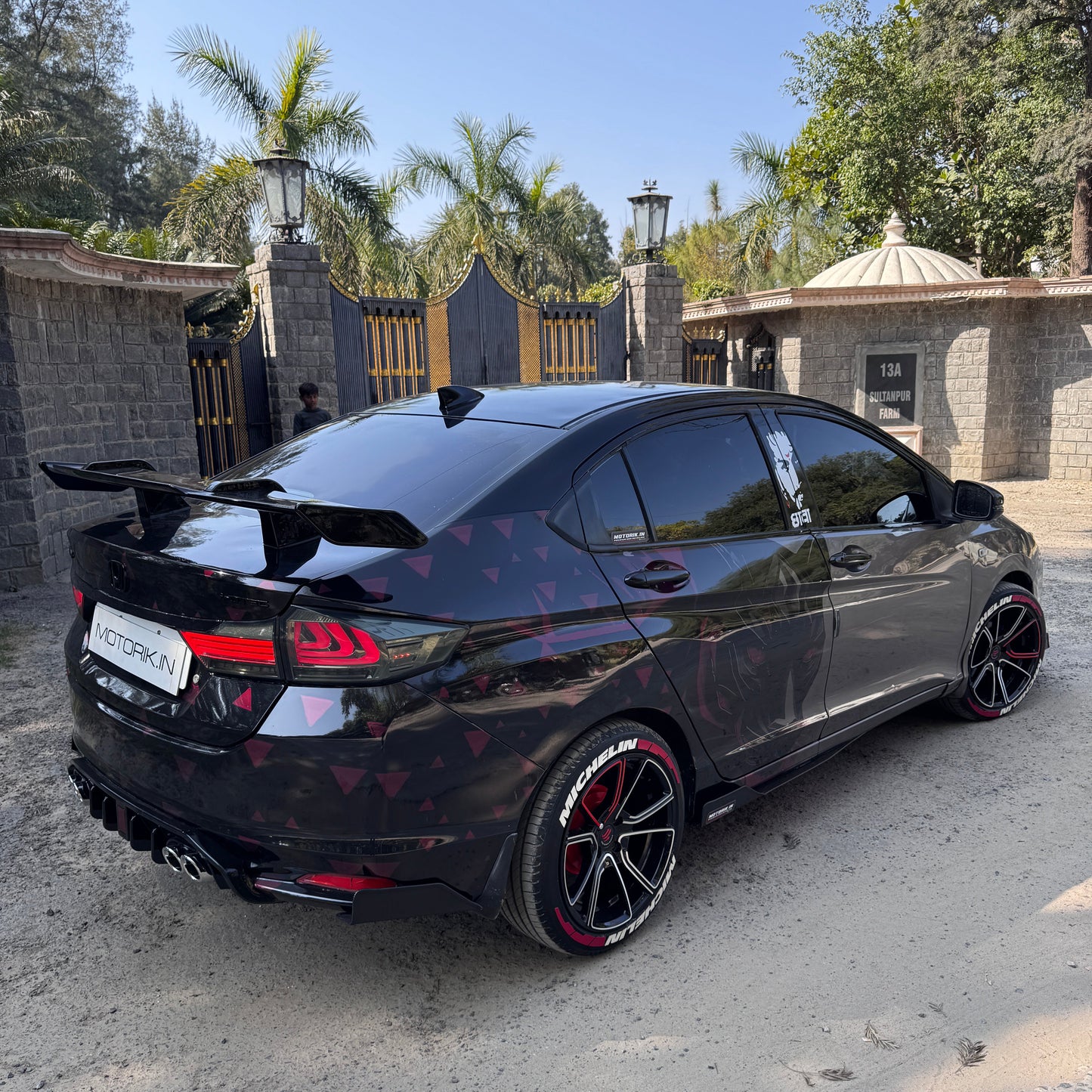 MOTORIK Metal Bumper Protectors & Rear Guards | Fit For Honda City sedan cars | 7 Pcs Full Black