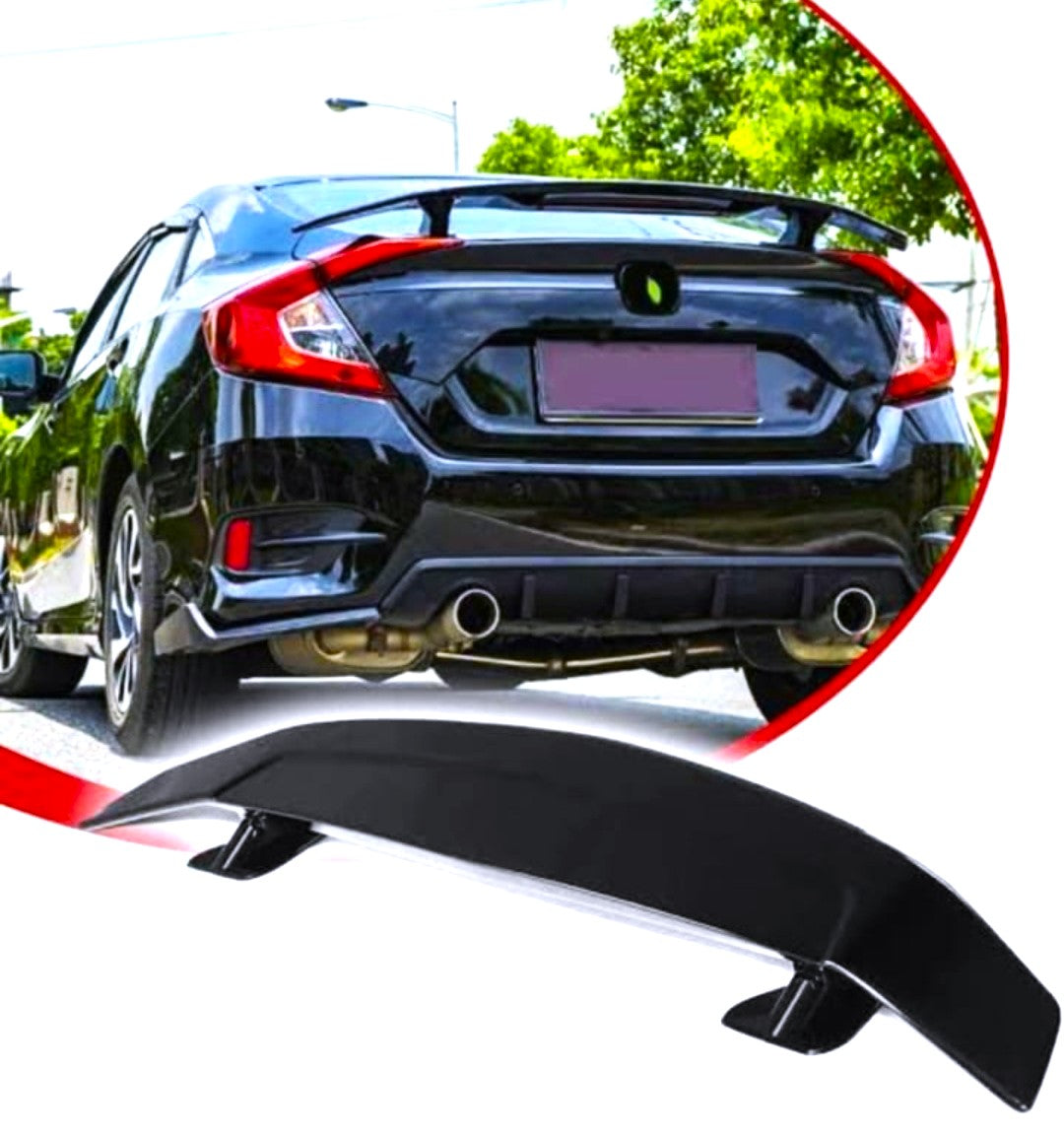Motorik Gloss Black Light-Type Spoiler for Honda Civic (10th Gen) | Sporty Rear Wing Upgrade