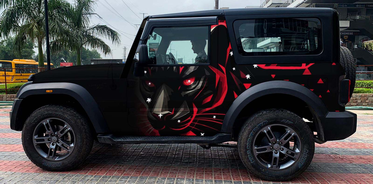 Motorik Red Black Panther Graphic for Thar (Both Side)