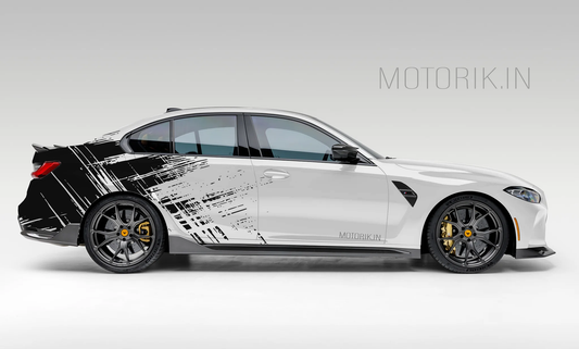 Motorik Black Brush Strokes Side Graphics – for Sedans (Both Side)