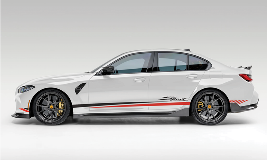 Motorik Red & Black Stripe Minimalist Graphic for Sedan Cars (Both Side)