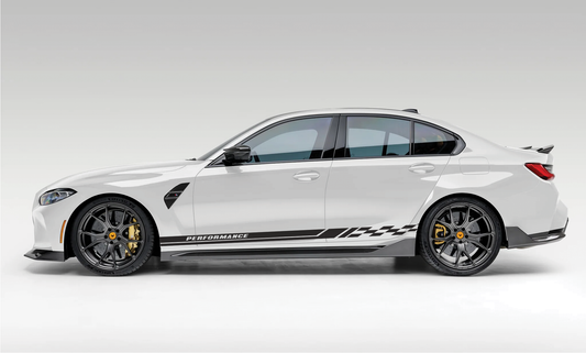 Motorik Checkered Flag Black Stripe Minimalist Graphic for Sedan Cars (Both Side)