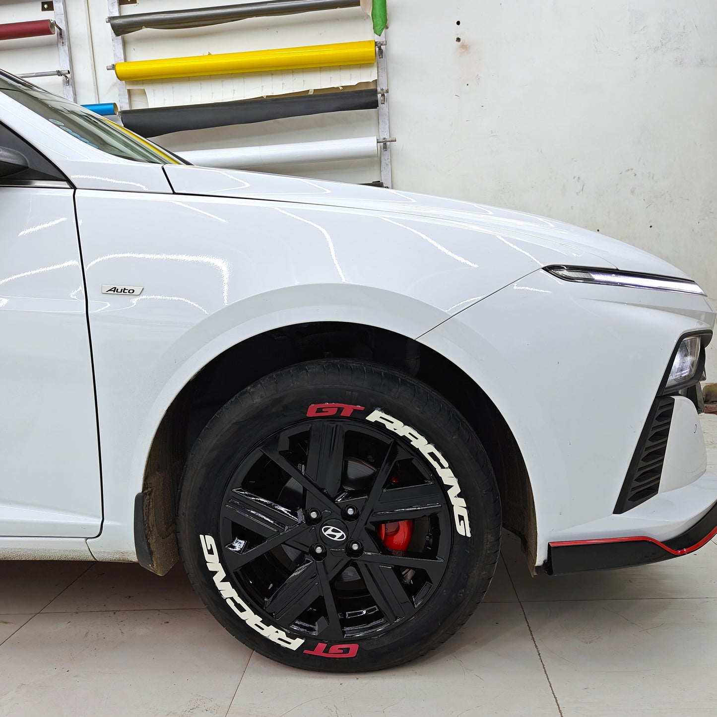 Motorik GT(R) Racing(W) 3D Car Tyre Stickers Kit (For 14-to-8-inch Wheels Set of 4)
