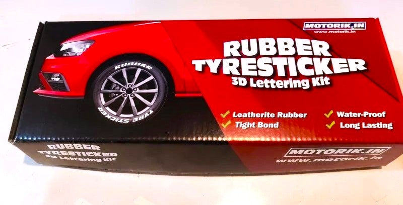 MOTORIK DEFAULTER WITH STRIPS(W) RUBBER PERMANENT TYRE STICKERS LETTERING KIT FOR 15 TO 21 INCH WHEELS (SET FOR 4 WHEELS)