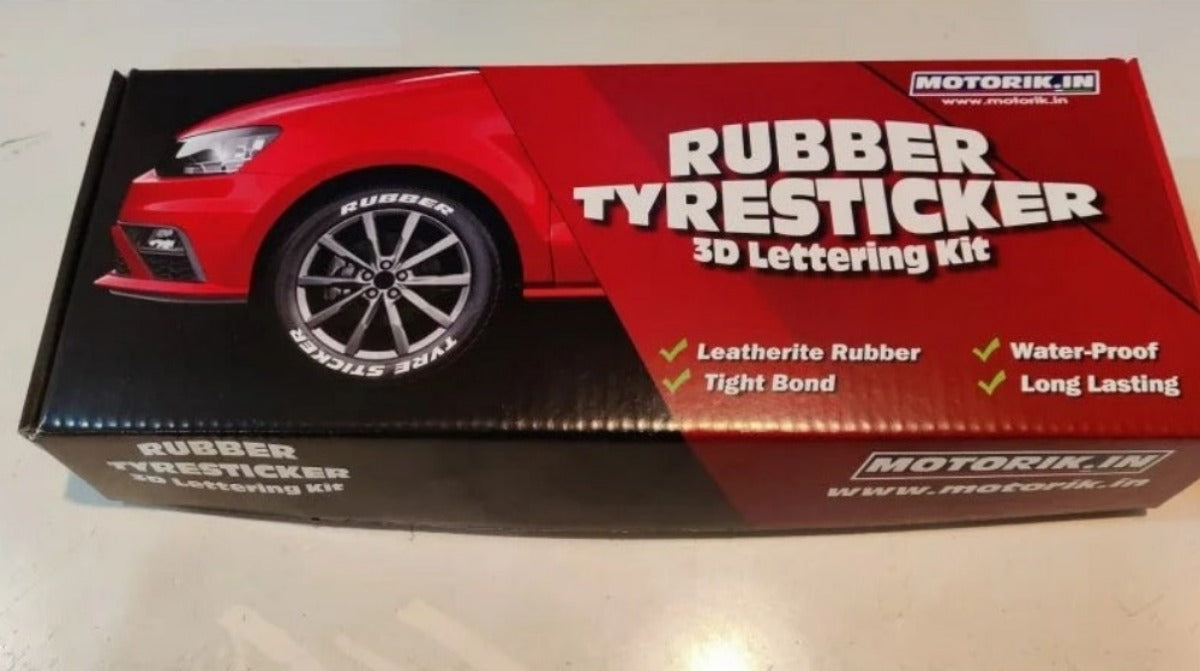 MOTORIK RUBBER TYRE STICKERS LETTERING KIT-BLACKLISTED WITH STRIPS(W)-FOR 15 TO 20 INCH WHEELS (SET FOR 4 WHEELS)