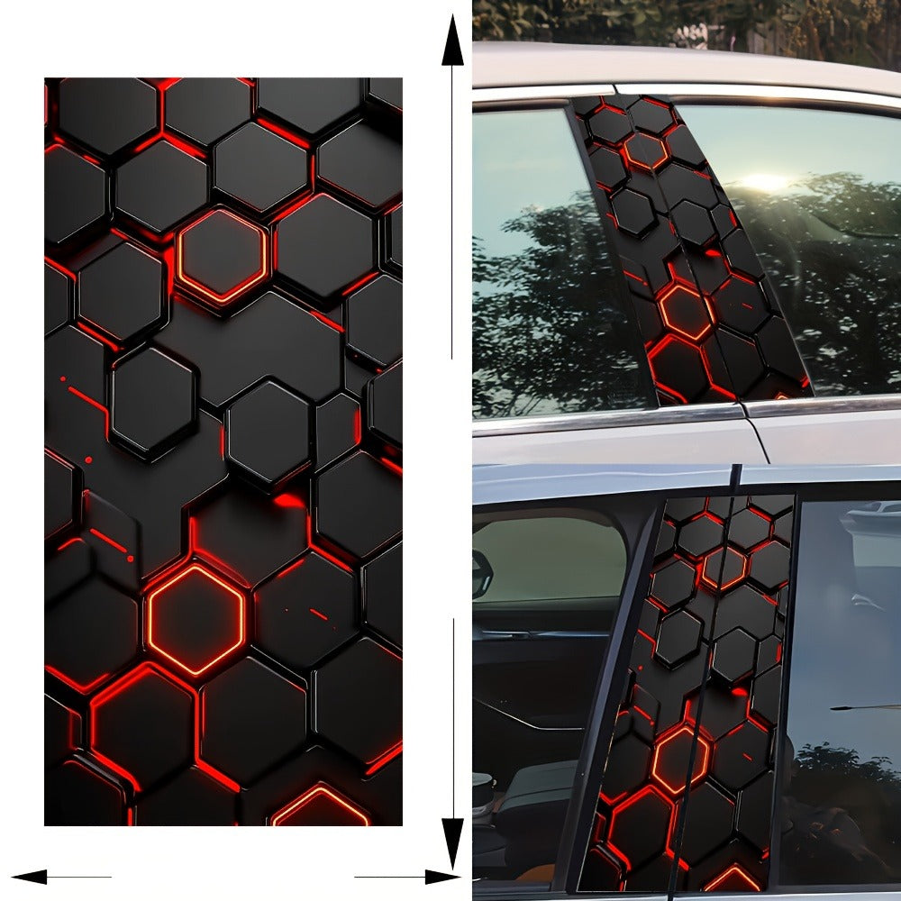 Motorik Red Hex B-Pillar Car Graphics Compatible for all cars (Both Side)