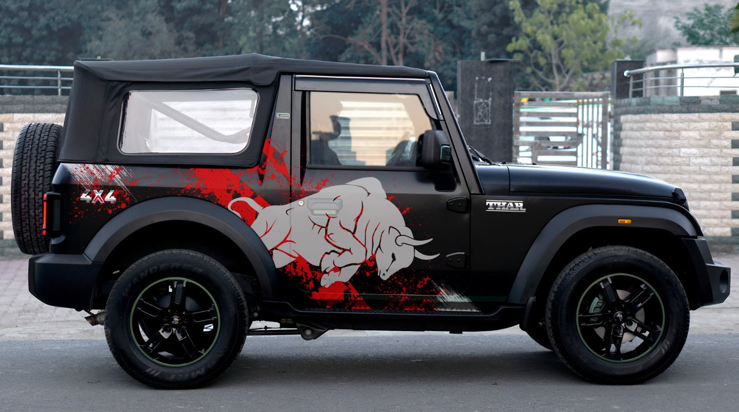 MOTORIK Bull Theme SUV/XUV Car Side Graphics (Both Sides)