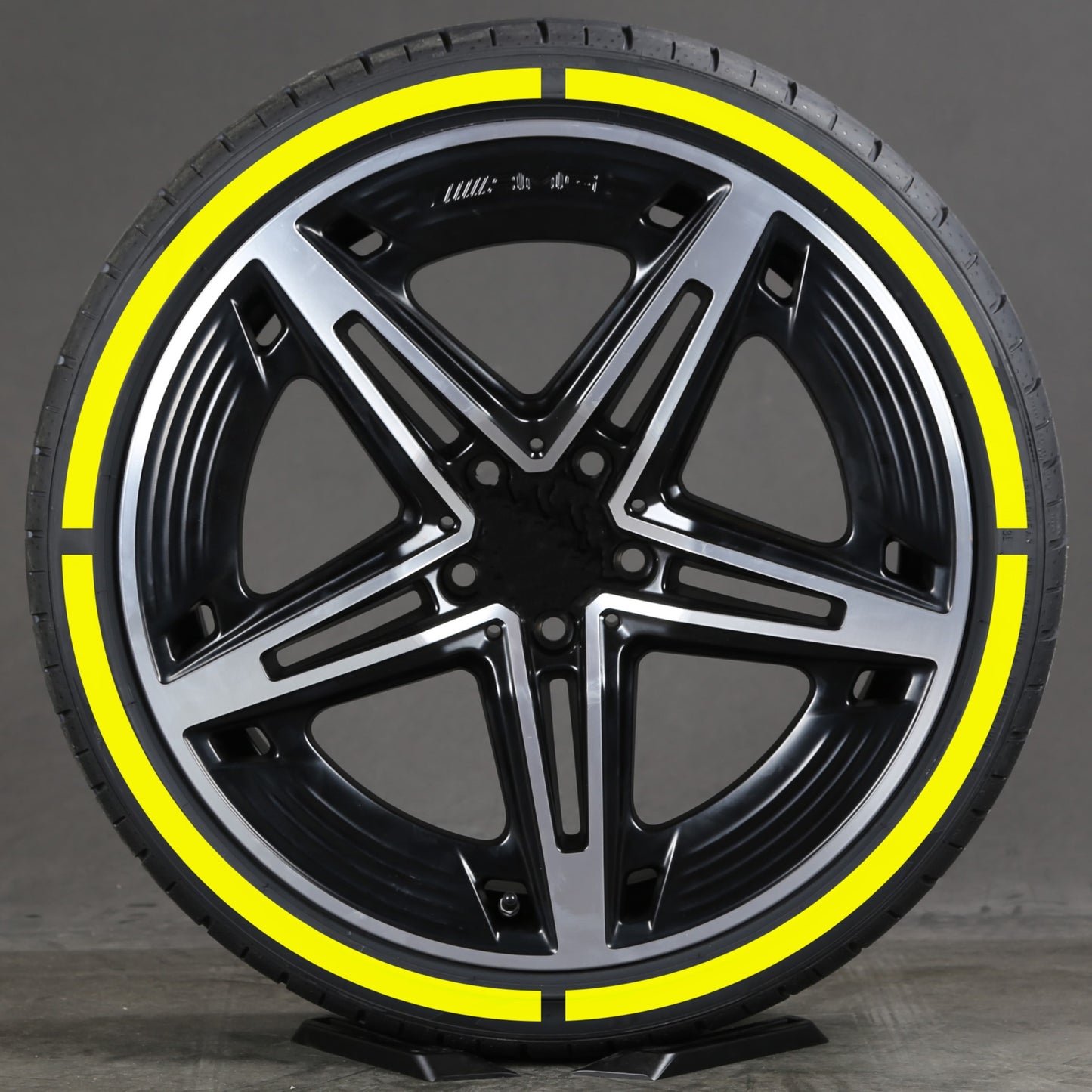 Motorik Yellow Strips Tyre Stickers – Permanent Rubber Lettering Kit for 15" to 20" Wheels (Set for 4 Wheels)