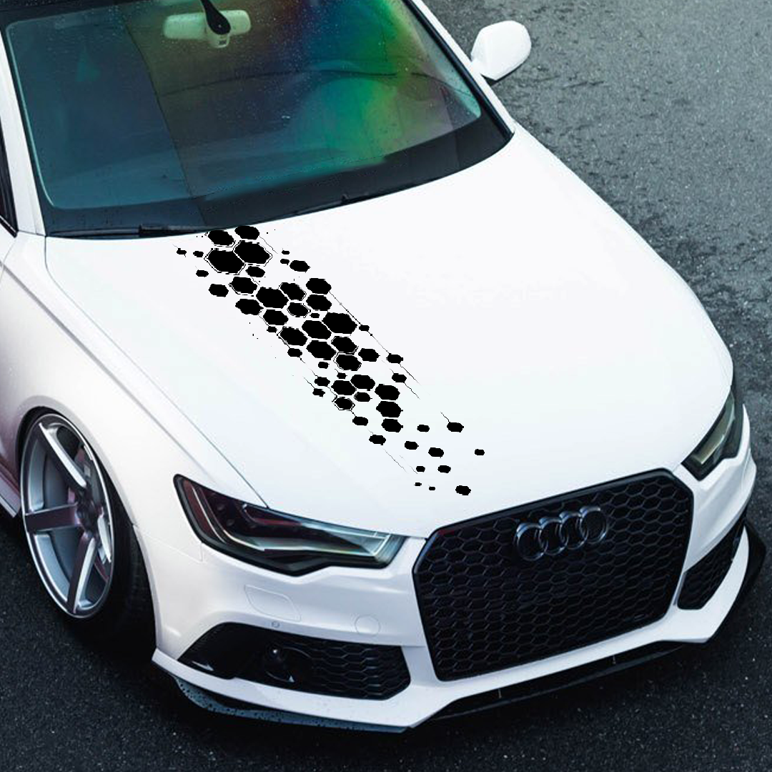 Motorik Honeycomb Bonnet Hood Decal Sticker | Universal Fit | Matte Black Wrap Graphic