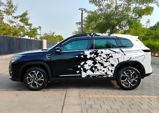 Stylish Hatchback Car with car distortion graphics Hatchback Car side decals for a modern look