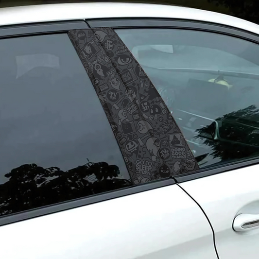 B-pillar car graphics featuring fun designs for enhancing vehicle aesthetics