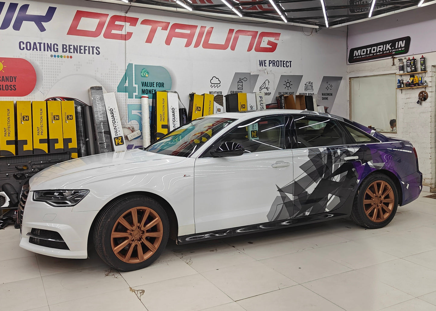 Customized Sedan Car Side and Rear Graphics Decals by Motorik Detailing for a Distinctive Look