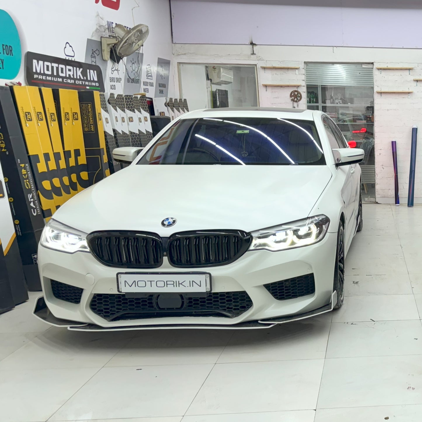 MOTORIK Metal Bumper Protectors & Rear Guards | Fit For bmw sedan cars | 7pcs white