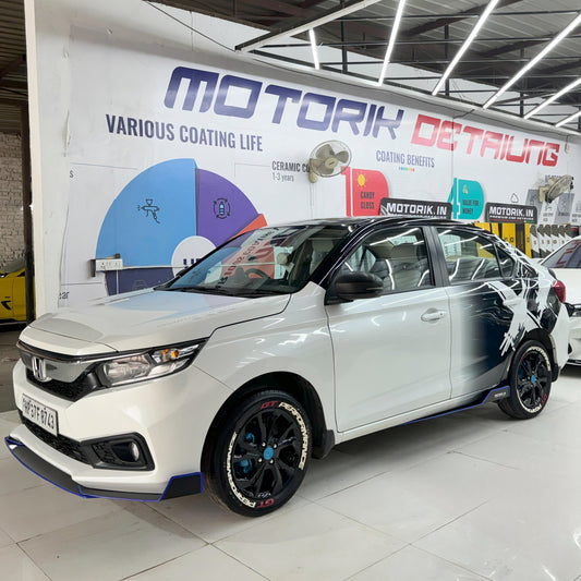 White vehicle featuring double X graphics for vehicles by Motorik Detailing with a sleek design