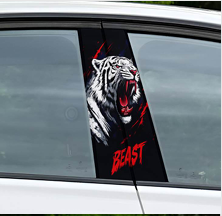 Dual Roar Tiger B-pillar stickers featuring a roaring tiger design for a fierce car aesthetic