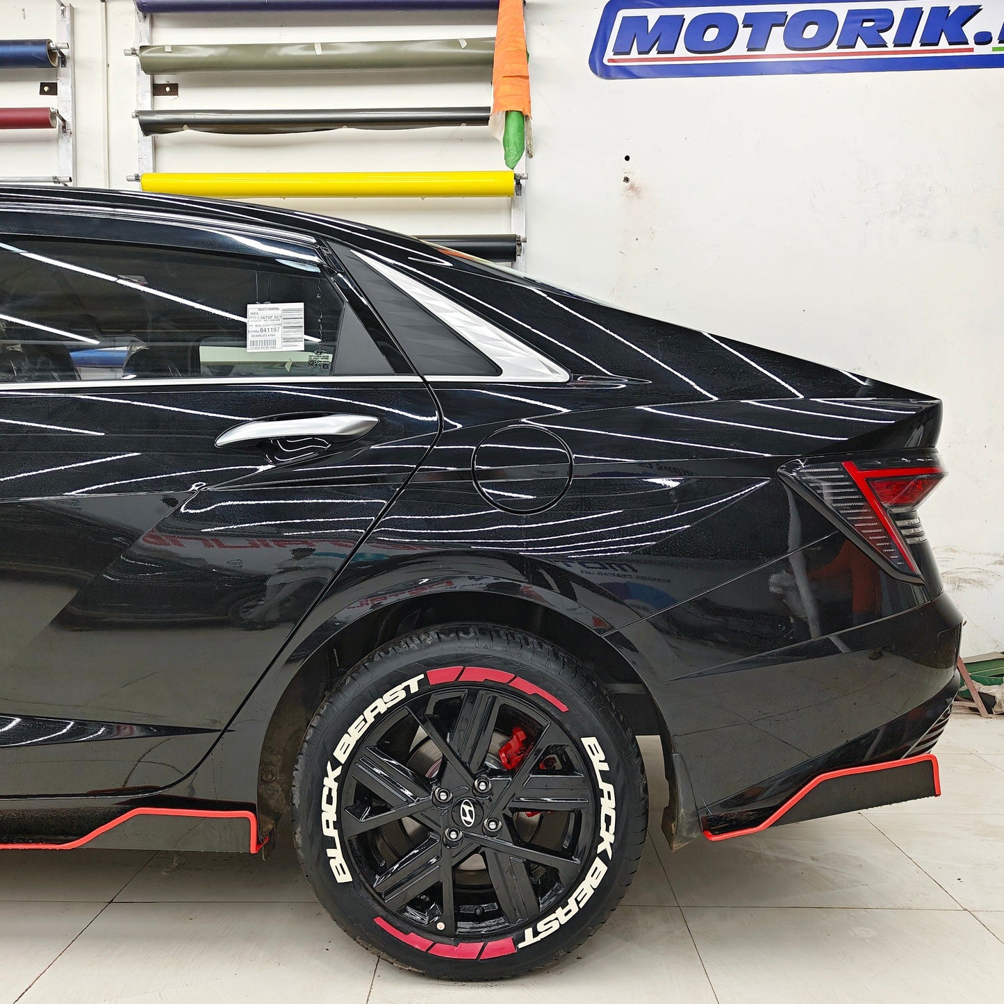 Hyundai bumper protectors showcased on a black vehicle with stylish wheel rims