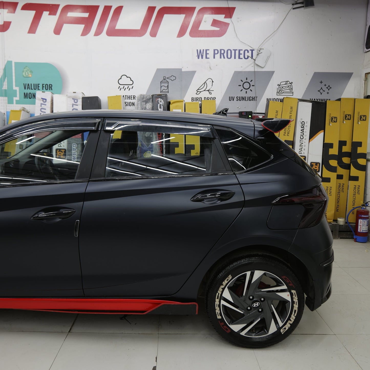 Five Motorik Detailing metal splitters for Hyundai enhancing vehicle style and aerodynamics