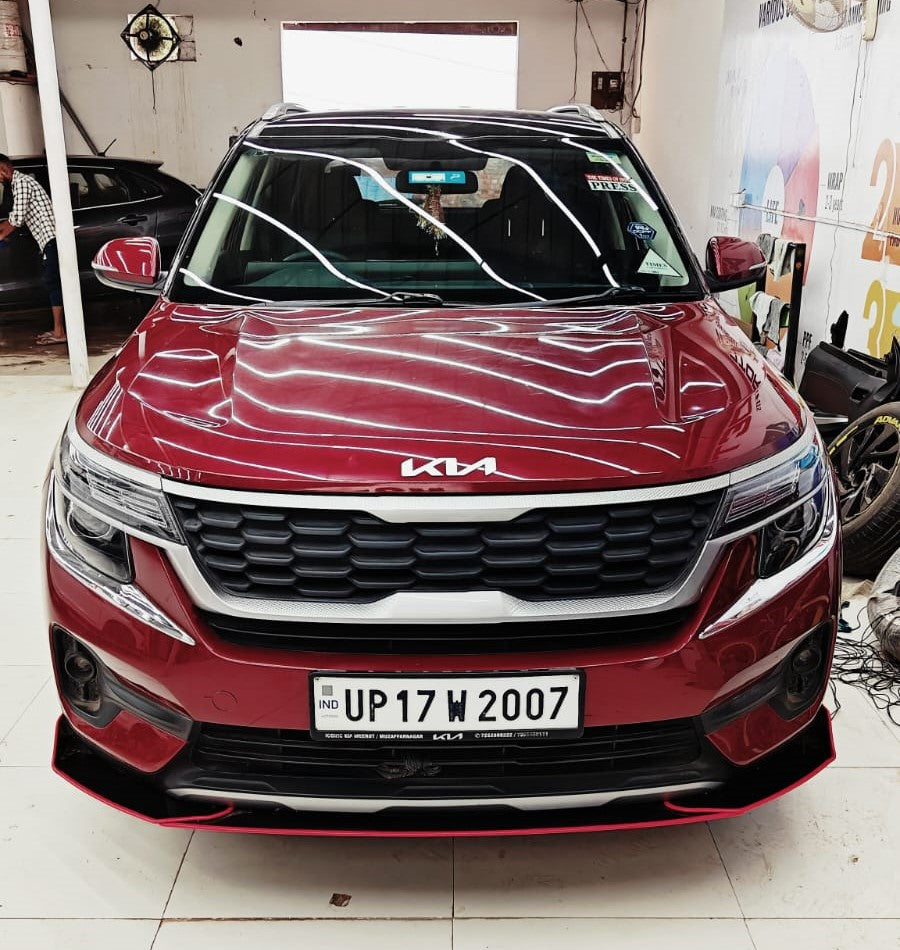 Set of 5 front and side bumper protectors for KIA in red color for enhanced vehicle protection