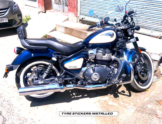 Motorik Detailing bike tyre stickers permanent applied on a motorcycle for enhanced style