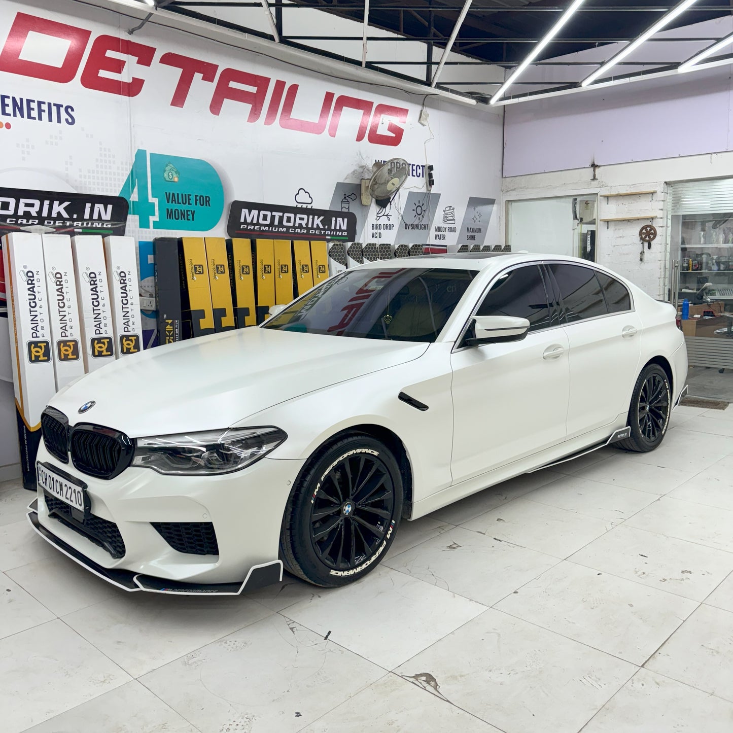 MOTORIK Metal Bumper Protectors & Rear Guards | Fit For bmw sedan cars | 7pcs white