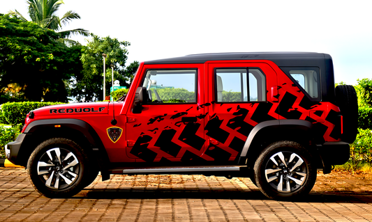 Red-wolf-Thar-theme Car Side Graphics for all SUV Car (Both Sides)