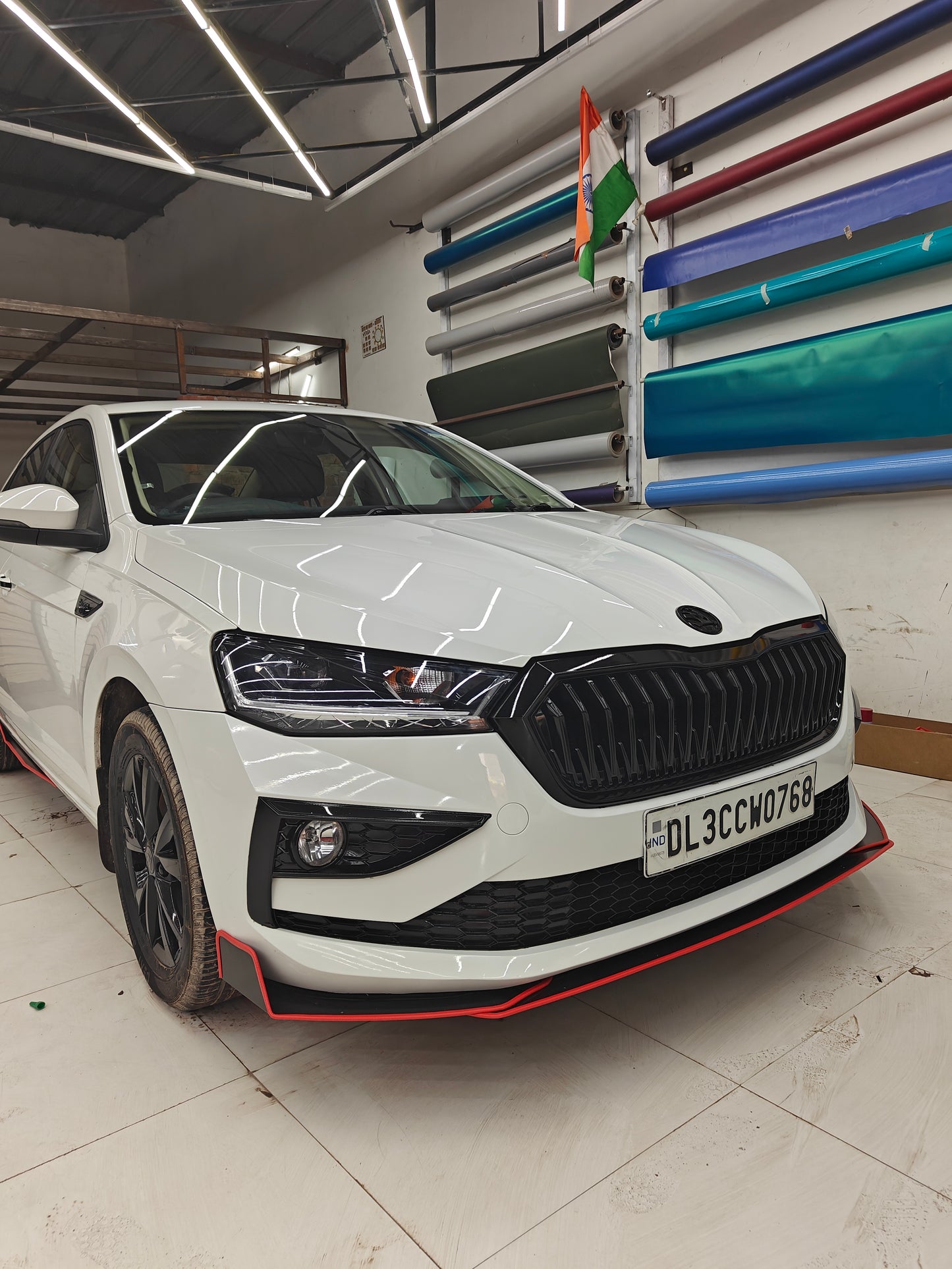 Skoda Slavia splitters 5pcs set for enhanced aerodynamics and stylish appearance on Skoda Slavia models