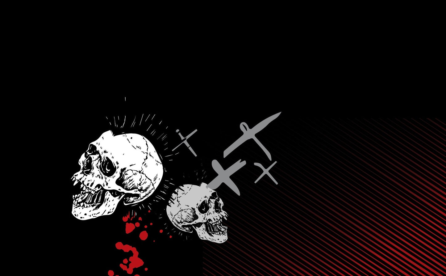 Skull hunter car roof stickers featuring bold skulls and crossed blades design for a striking look