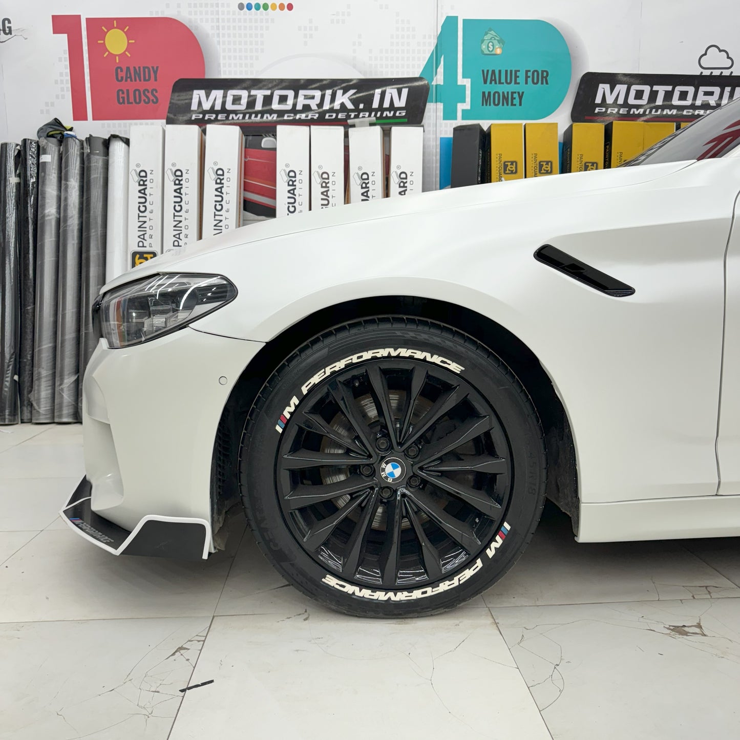 MOTORIK Metal Bumper Protectors & Rear Guards | Fit For bmw sedan cars | 7pcs white