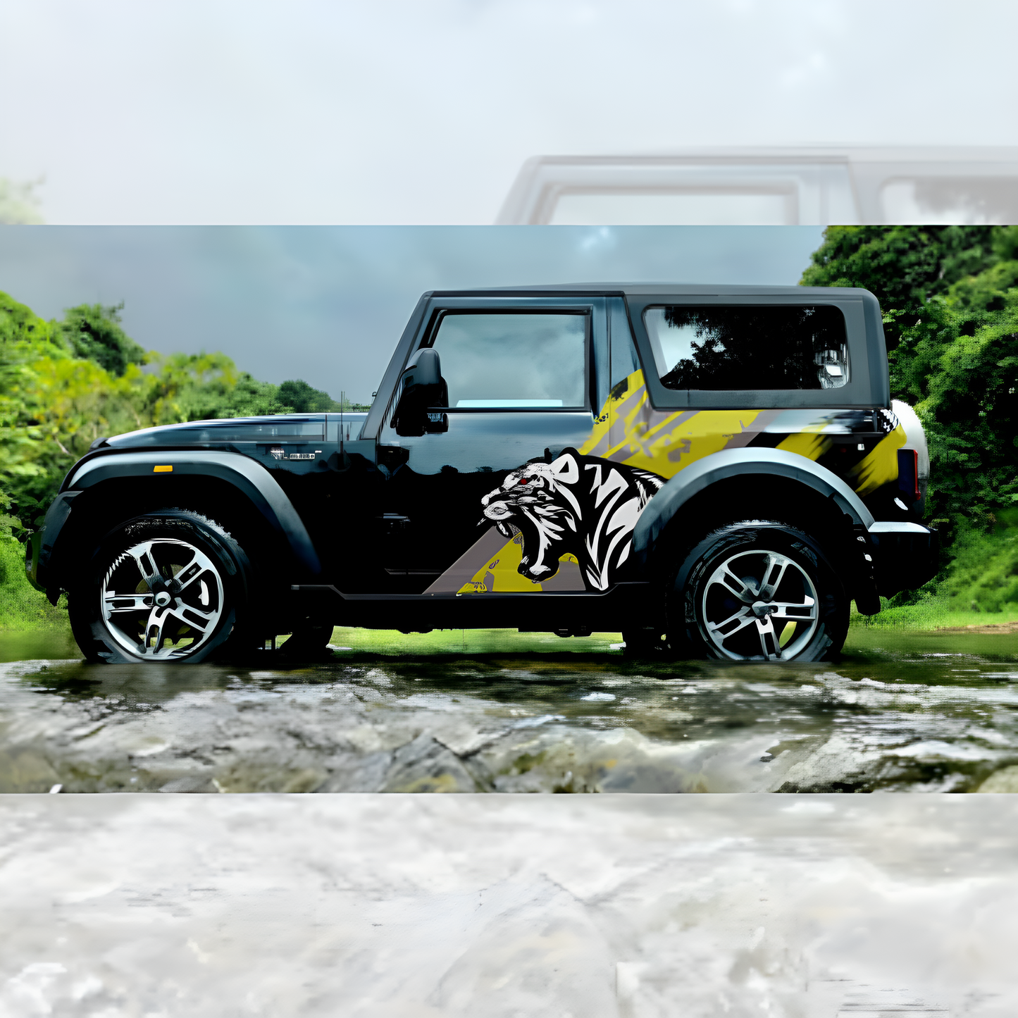 Stylish tiger design SUV car decals on a black SUV with bold graphics for a unique look