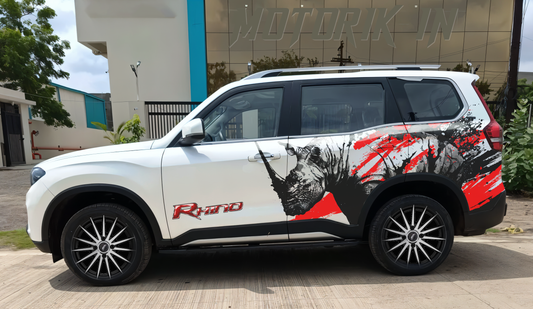 Rhino-red-black-Theme SUV Car Side Graphics (Both Sides)