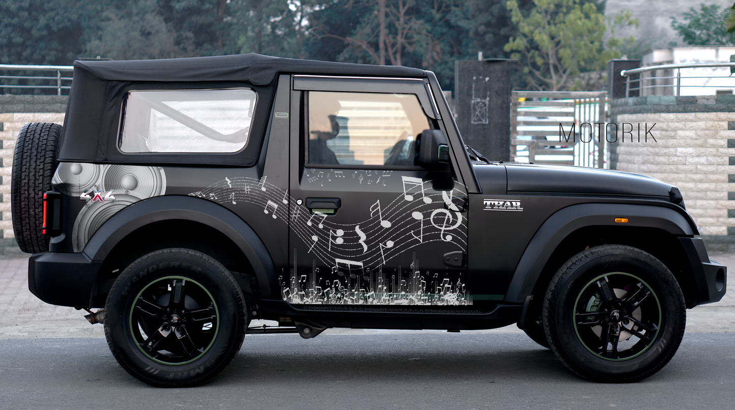 Motorik Music Vibes SUV Car Side Graphics for Mahindra Thar (Both Side)