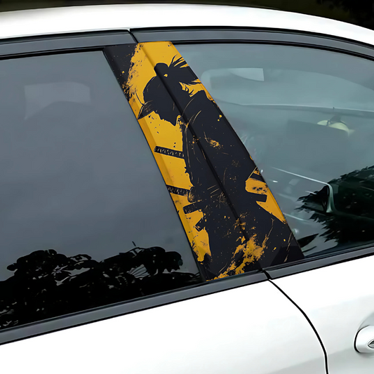 Yellow Ninja B-Pillar Car Graphics featuring a striking ninja design for vehicle customization