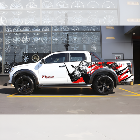 Rhino-Theme SUV Car Side Graphics (Both Sides)