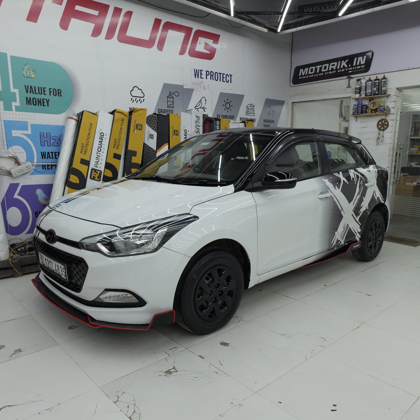 Motorik Metal Bumper Protectors | Fit for All Hyundai i20 cars All Models | 5pcs Red