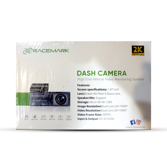 RACEMARK 2K Dual Lens Dash Camera
