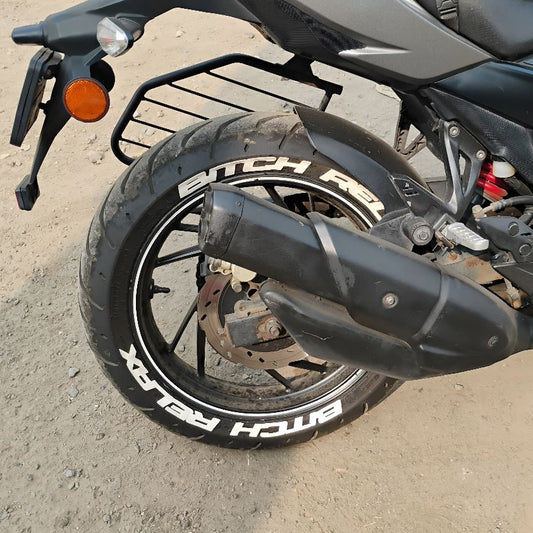 Motorik BITCH RELAX (W) – Bike Permanent Rubber Tyre Stickers (Set for 2 Tyres Both Sides)