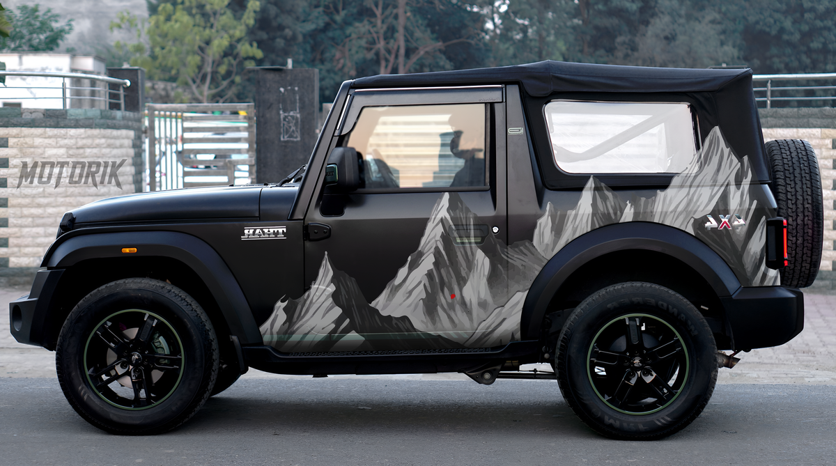 Thar Graphics Car Side Graphics for Mahindra Thar | Motorik Detailing
