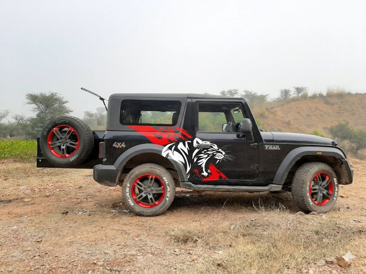 MOTORIK Red Tiger SUV/XUV Car Side Graphics (Both Sides)