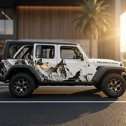 White-Thar-Mountain-theme Car Side Graphics for all SUV Car (Both Sides)