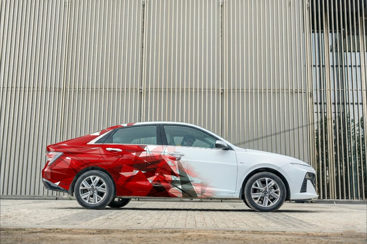 white car Crystal sides & Rear Car Graphics for All Cars (Both Sides)