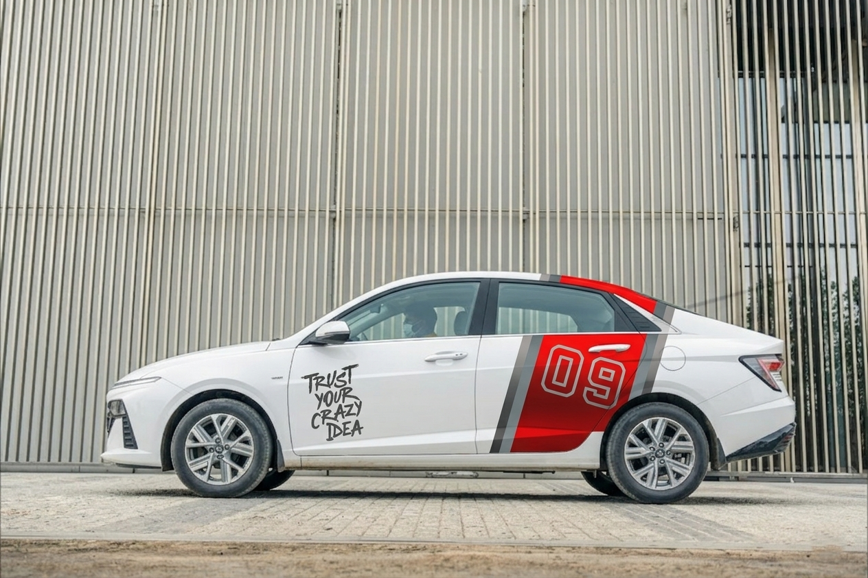 Sporty Theme Sides Car Graphics for All Sedan Car (both side)