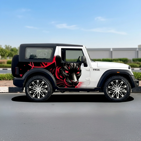 Motorik Red & Black Panther SUV/XUV Car Side Graphics (Both Sides)
