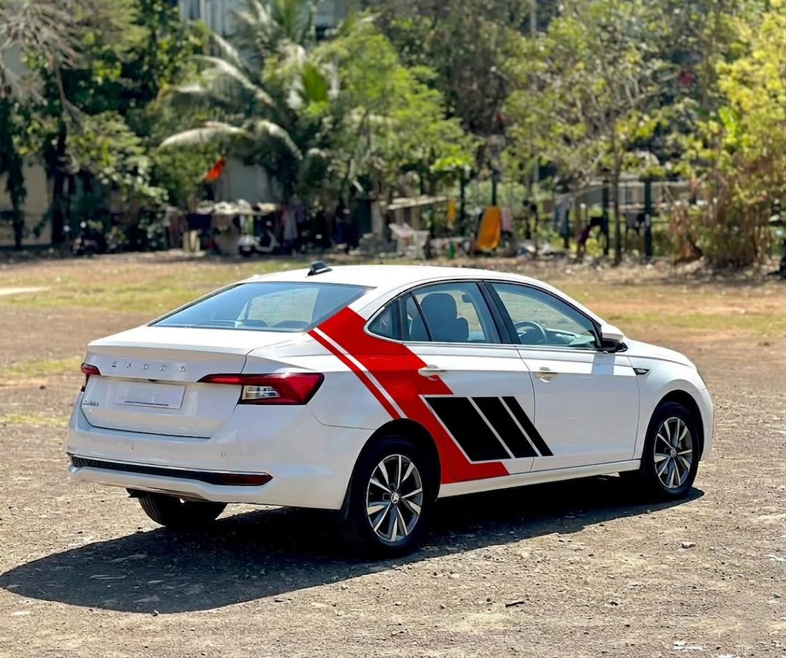 Motorik Abstract Theme ( Red & Black) Car Side Graphics for All Cars (Both Sides)