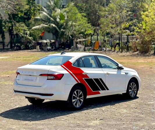Motorik Abstract Theme ( Red & Black) Car Side Graphics for All Cars (Both Sides)